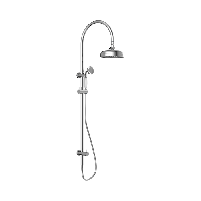 Nero York Twin Shower With White Porcelain Hand Shower - Chrome
