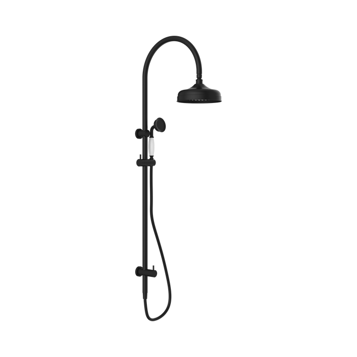 Nero York Twin Shower With White Porcelain Hand Shower - Matte Black