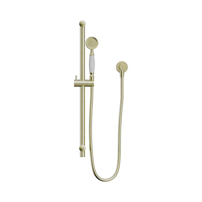 Nero NR692105A01AB York Shower Rail With White Porcelain Hand Shower Aged Brass image 2 | SKU: NR692105A01AB