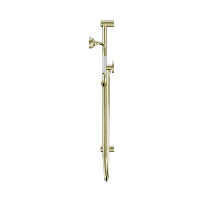 Nero NR692105A01AB York Shower Rail With White Porcelain Hand Shower Aged Brass image 3 | SKU: NR692105A01AB