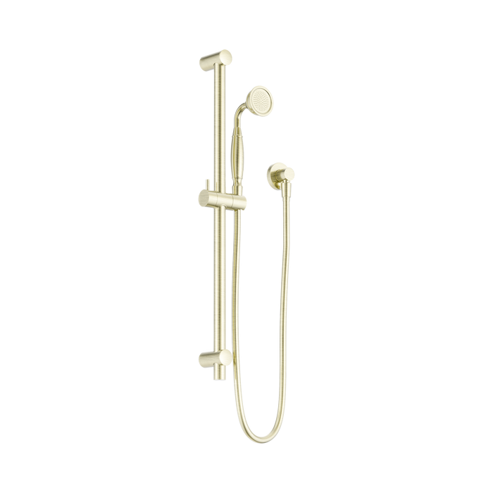 Nero York Shower Rail With Metal Hand Shower - Aged Brass