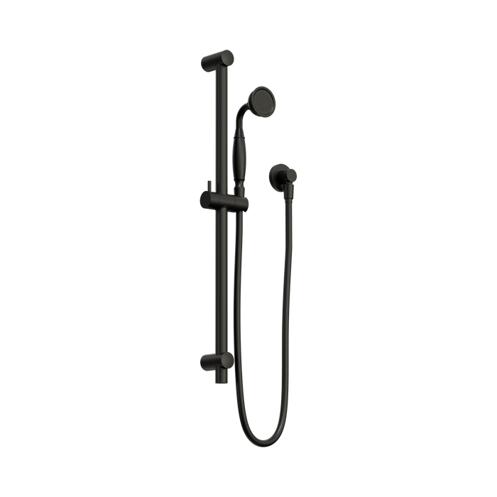 Nero York Shower Rail With Metal Hand Shower - Matte Black