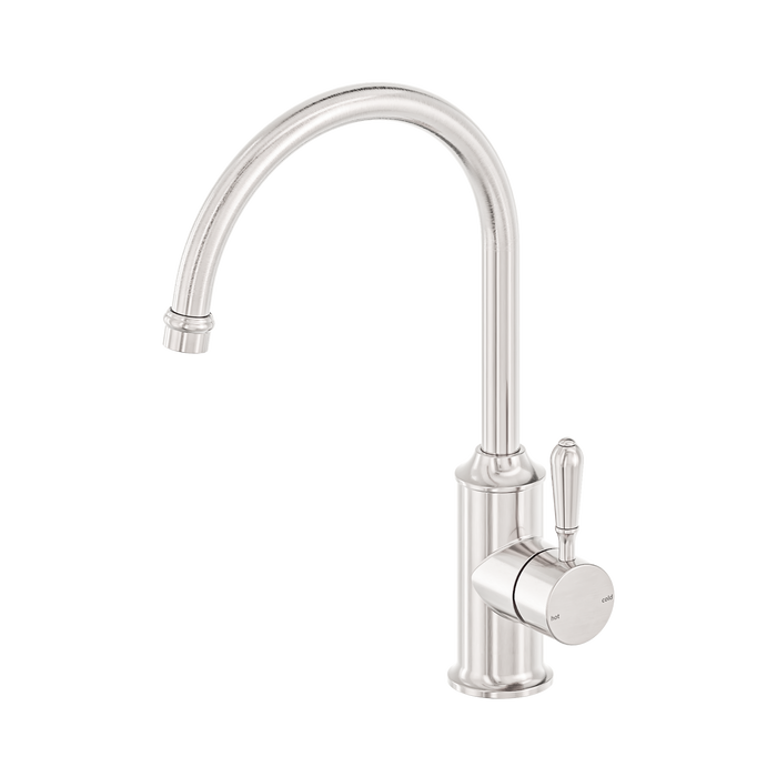 Nero York Kitchen Mixer Gooseneck Spout With Metal Lever - Brushed Nickel