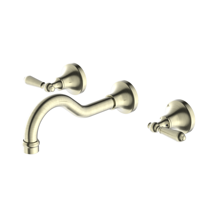 Nero York Wall Basin Set With Metal Lever II - Aged Brass