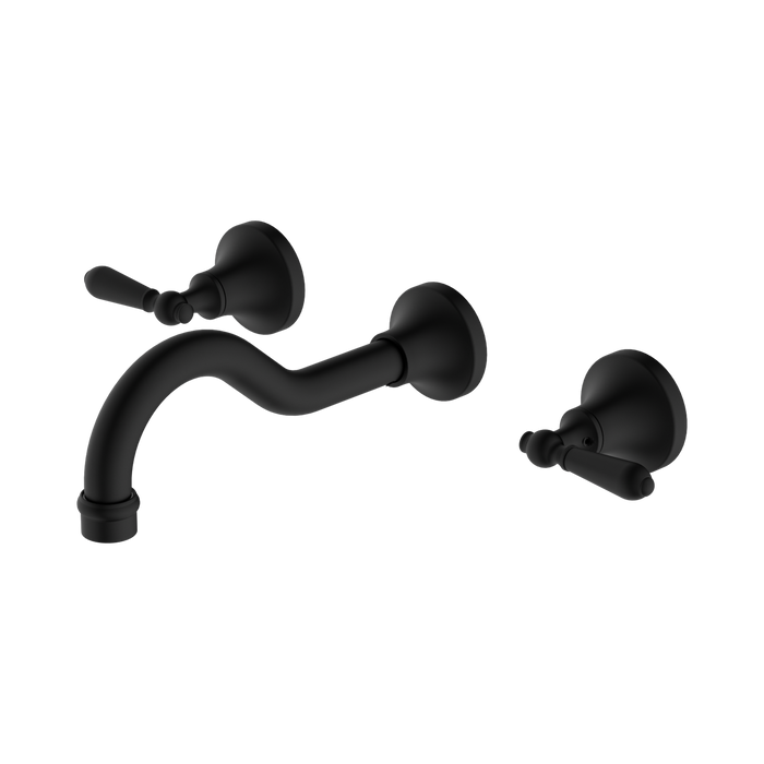 Nero York Wall Basin Set With Metal Lever II - Matte Black