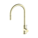 Nero York Pull Out Sink Mixer With Vegie Spray Function With White Porcelain Lever - Aged Brass