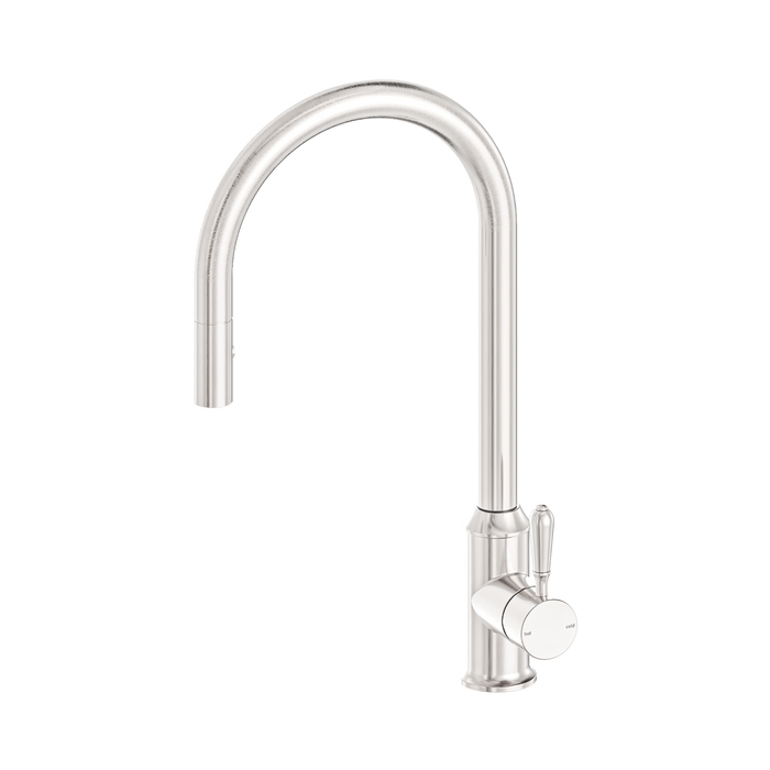 Nero York Pull Out Sink Mixer With Vegie Spray Function With Metal Lever - Brushed Nickel
