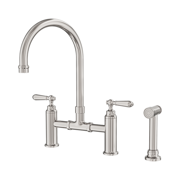 Nero York Bridge Kitchen Set With Hand Spray - Brushed Nickel