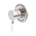 Nero York Shower Mixer With White Porcelain Lever - Brushed Nickel