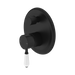 Nero York Shower Mixer With Diverter With White Porcelain Lever - Matte Black