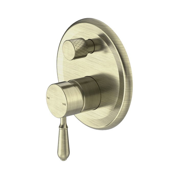 Nero York Shower Mixer With Diverter With Metal Lever - Aged Brass
