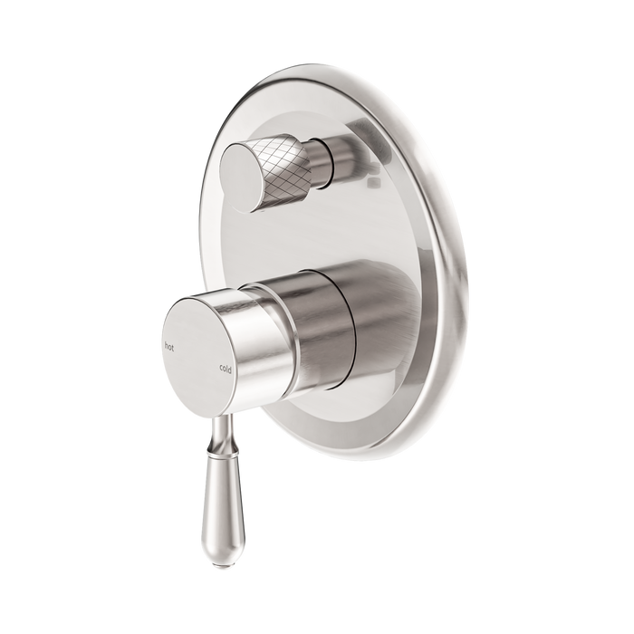 Nero York Shower Mixer With Diverter With Metal Lever - Brushed Nickel