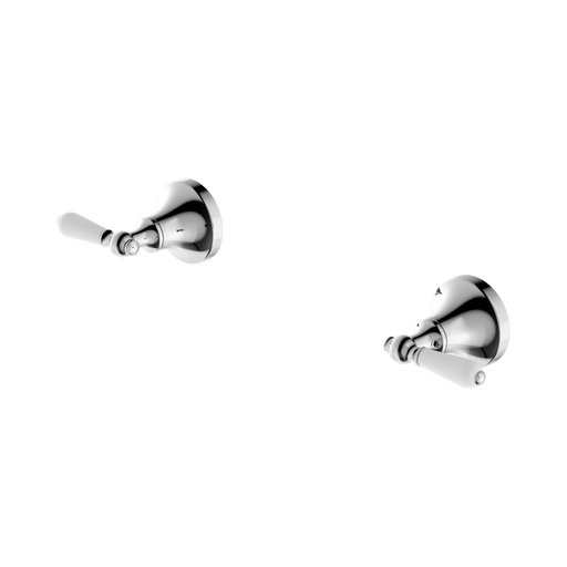 Nero York Wall Top Assemblies With White Porcelain Lever - Chrome
