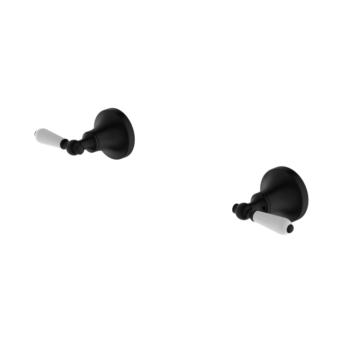 Nero York Wall Top Assemblies With White Porcelain Lever - Matte Black