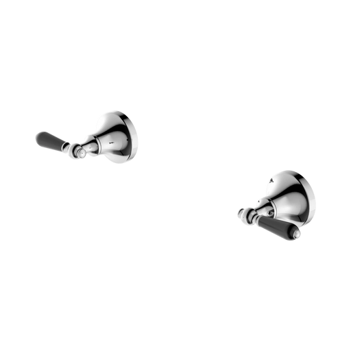 Nero York Wall Top Assemblies With Black Porcelain Lever - Chrome