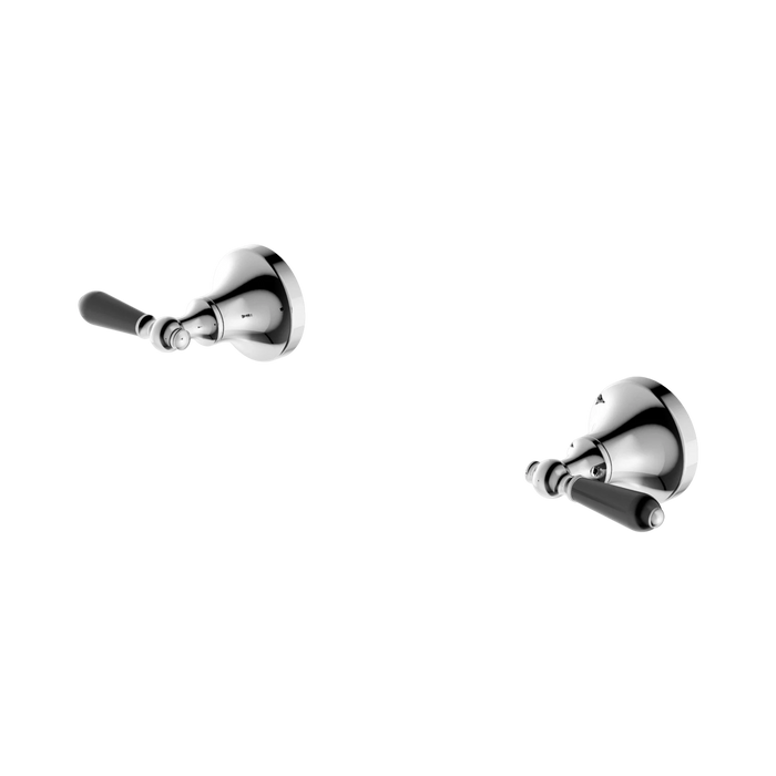 Nero York Wall Top Assemblies With Black Porcelain Lever - Chrome