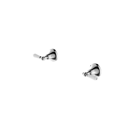 Nero York Wall Top Assemblies With White Porcelain Lever II - Chrome