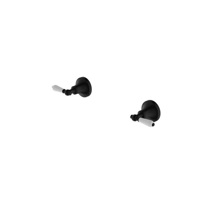 Nero York Wall Top Assemblies With White Porcelain Lever II - Matte Black