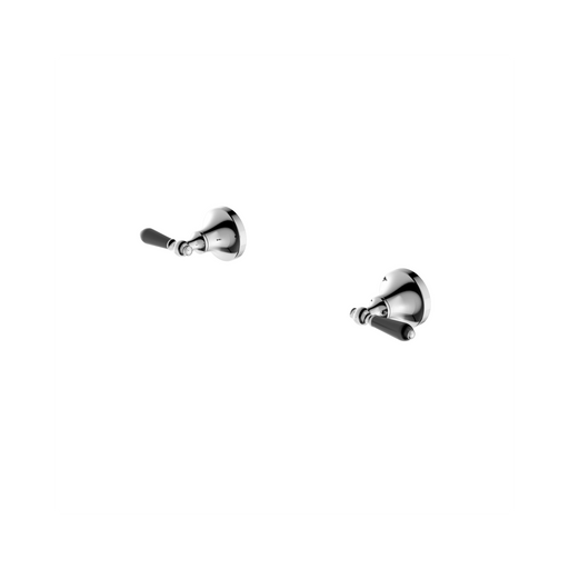 Nero York Wall Top Assemblies With Black Porcelain Lever II - Chrome