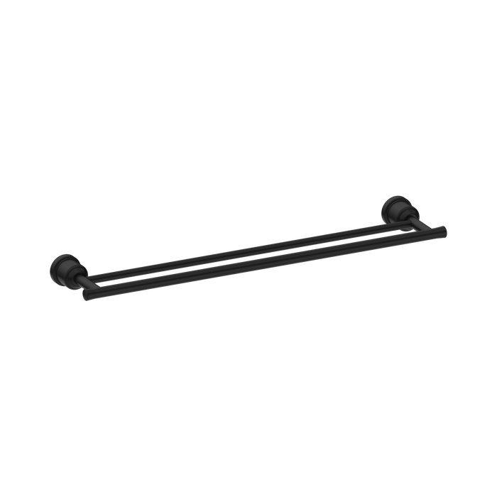 Nero York Double Towel Rail 600mm - Matte Black