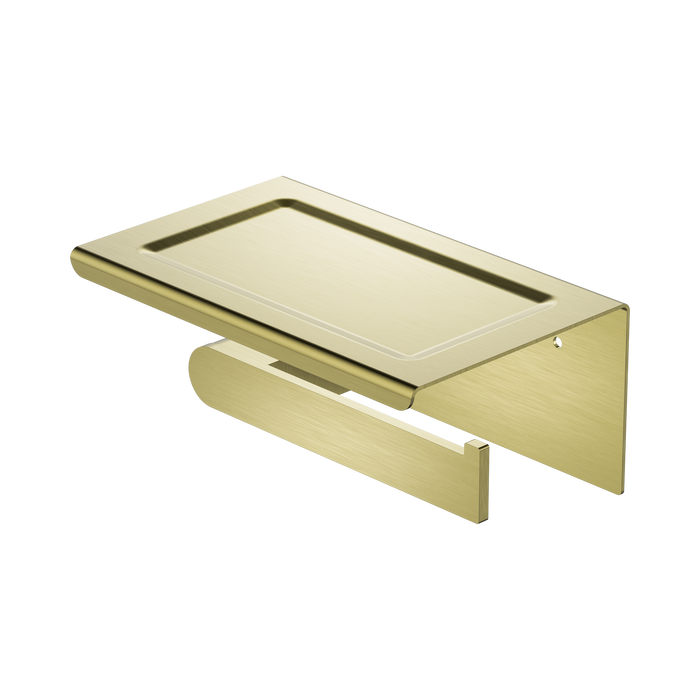 Nero Bianca Toilet Roll Holder With Phone Holder - Brushed Gold