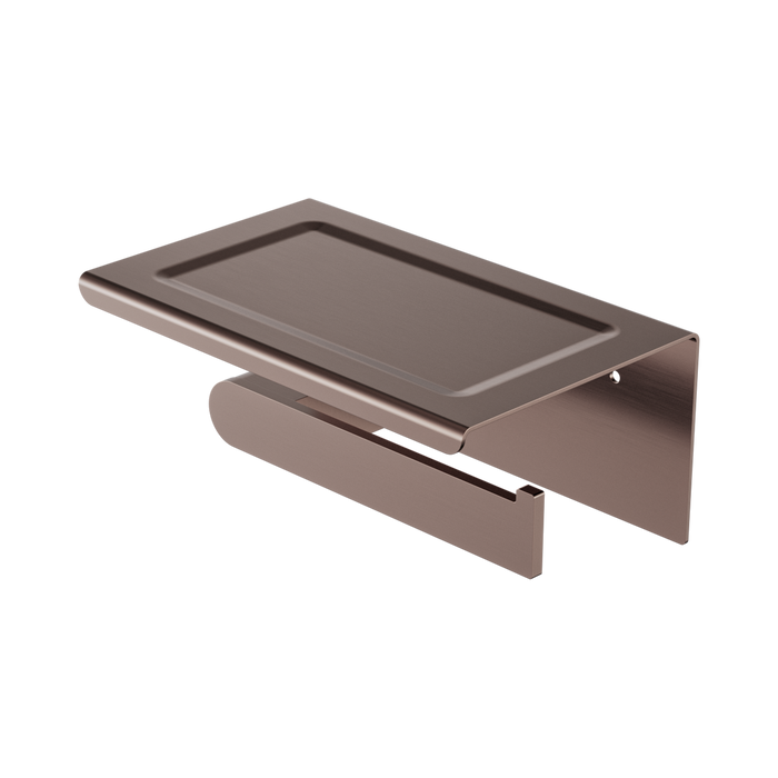 Nero Bianca Toilet Roll Holder With Phone Holder - Brushed Bronze
