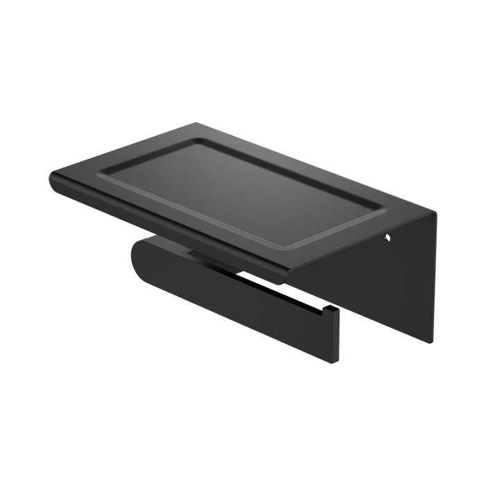 Nero Bianca Toilet Roll Holder With Phone Holder - Matte Black