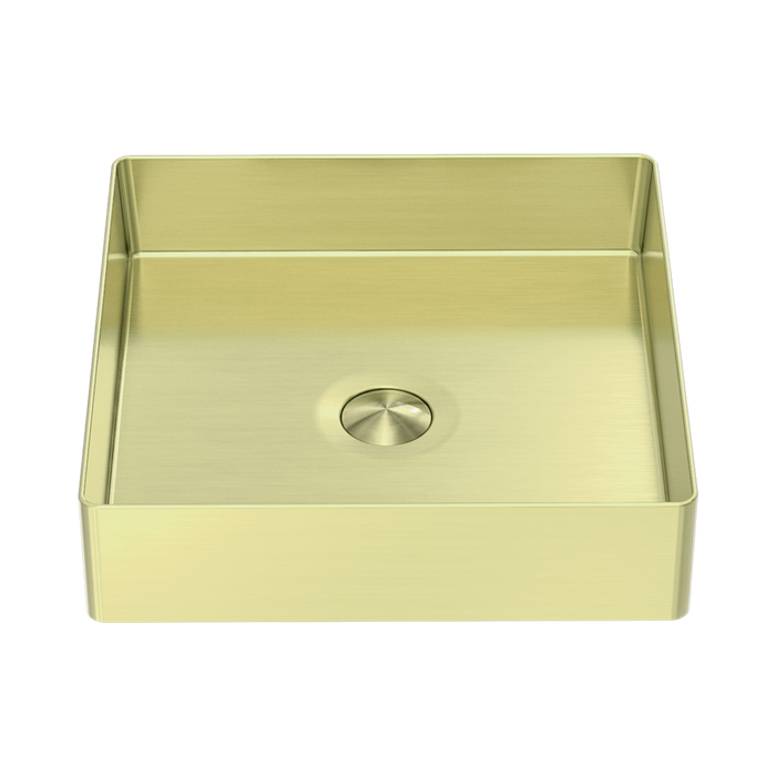 Nero Opal Square 400mm Stainless Steel Basin - Brushed Gold