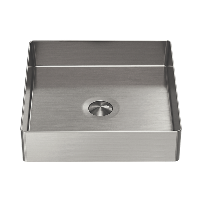 Nero Opal Square 400mm Stainless Steel Basin - Brushed Nickel