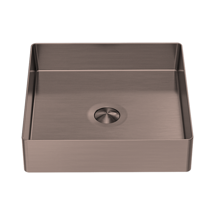 Nero Opal Square 400mm Stainless Steel Basin - Brushed Bronze