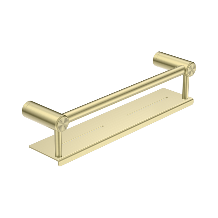 Nero Mecca Care 25mm Grab Rail With Shelf 450mm - Brushed Gold