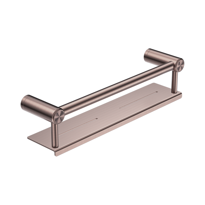 Nero Mecca Care 25mm Grab Rail With Shelf 450mm - Brushed Bronze