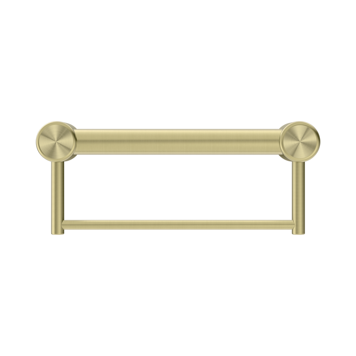 Nero NRCR3212BBG Mecca Care 32mm Grab Rail With Towel Holder 300mm Brushed Gold image 2 | SKU: NRCR3212BBG