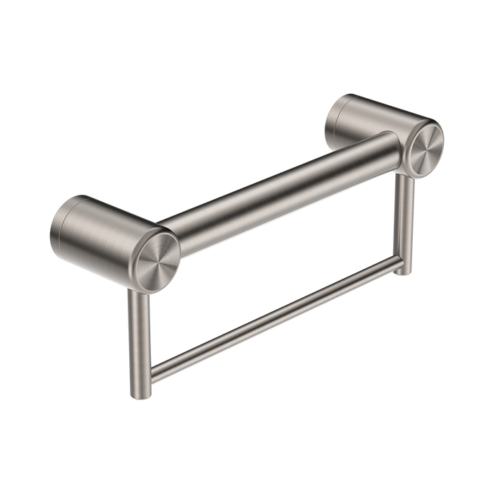 Nero Mecca Care 32mm Grab Rail With Towel Holder 300mm - Brushed Nickel