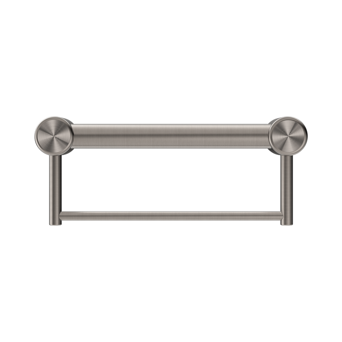 Nero NRCR3212BBN Mecca Care 32mm Grab Rail With Towel Holder 300mm Brushed Nickel image 2 | SKU: NRCR3212BBN