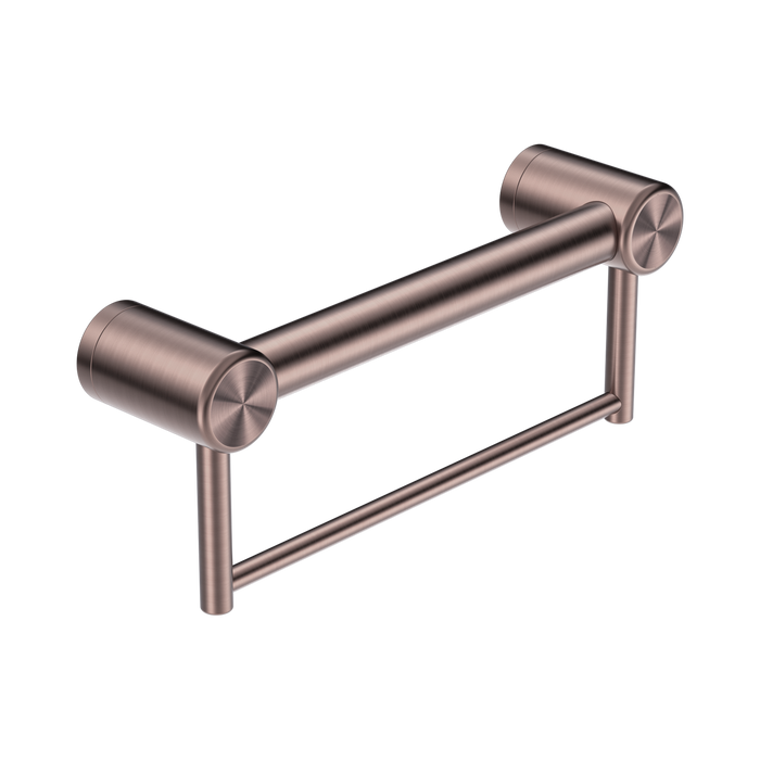 Nero Mecca Care 32mm Grab Rail With Towel Holder 300mm - Brushed Bronze