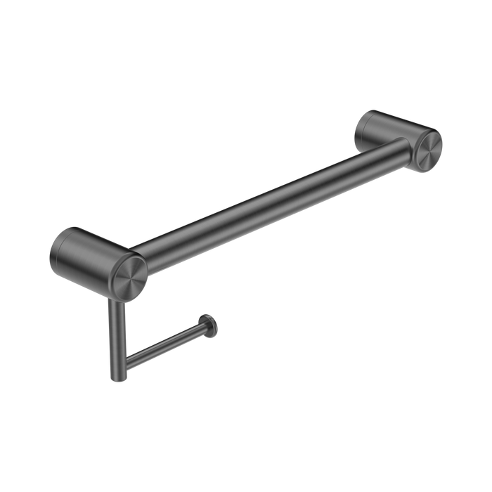 Nero Mecca Care 32mm Grab Rail With Toilet Roll Holder 450mm - Gun Metal