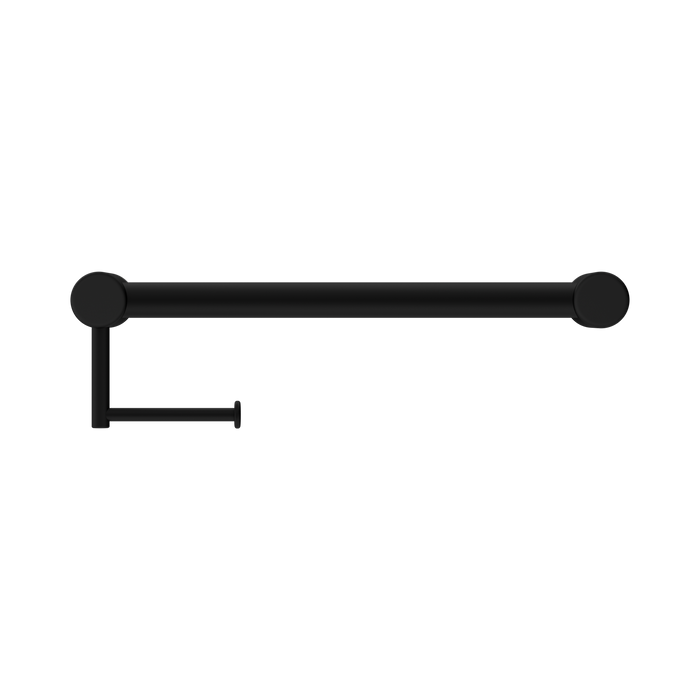 Nero NRCR3218AMB Mecca Care 32mm Grab Rail With Toilet Roll Holder 450mm Matte Black image 2 | SKU: NRCR3218AMB