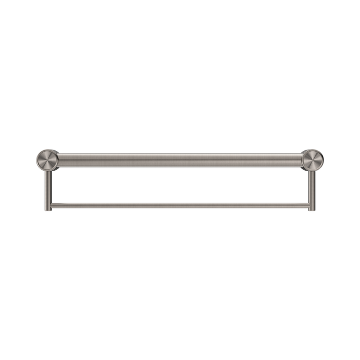 Nero NRCR3224BBN Mecca Care 32mm Grab Rail With Towel Holder 600mm Brushed Nickel image 2 | SKU: NRCR3224BBN