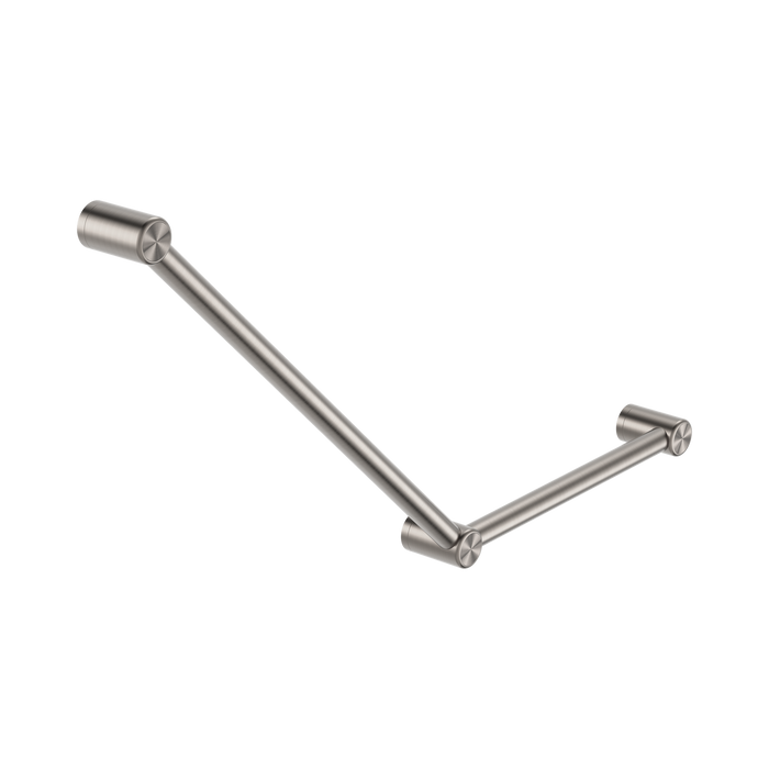Nero Mecca Care 32mm Ambulant Toilet Grab Rail 45 Degree 750X450mm - Brushed Nickel