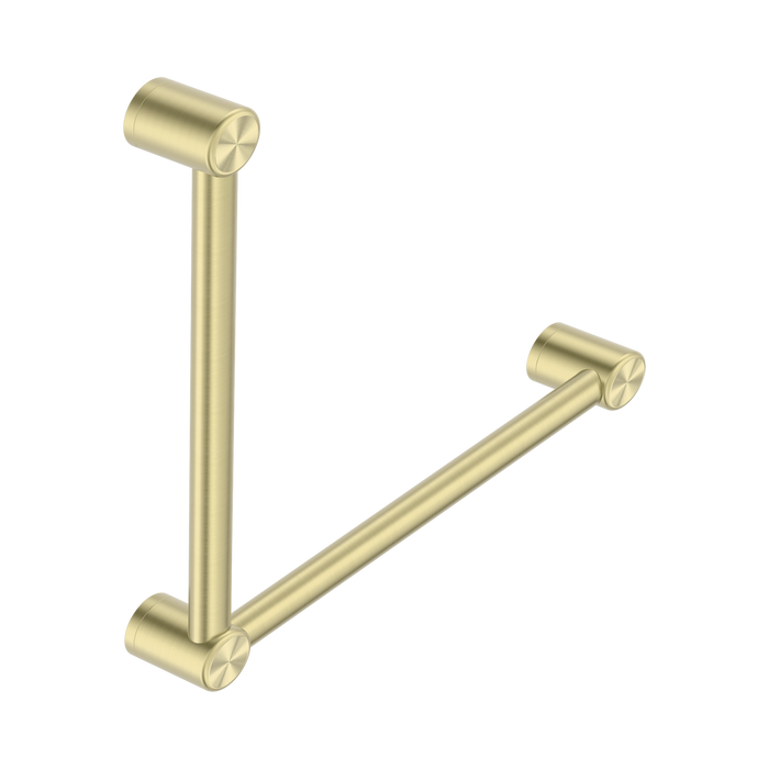 Nero Mecca Care 32mm Ambulant Toilet Grab Rail 90 Degree 450X450mm - Brushed Gold