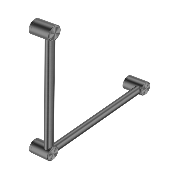 Nero Mecca Care 32mm Ambulant Toilet Grab Rail 90 Degree 450X450mm - Gun Metal