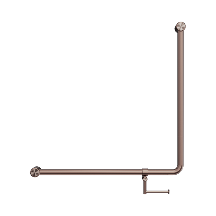 Nero NRCR3290bhBZ Mecca Care 32mm 90 Degree Bent Tube Grab Rail 750X750mm With Toilet Roll Holder Brushed Bronze image 2 | SKU: NRCR3290BHBZ
