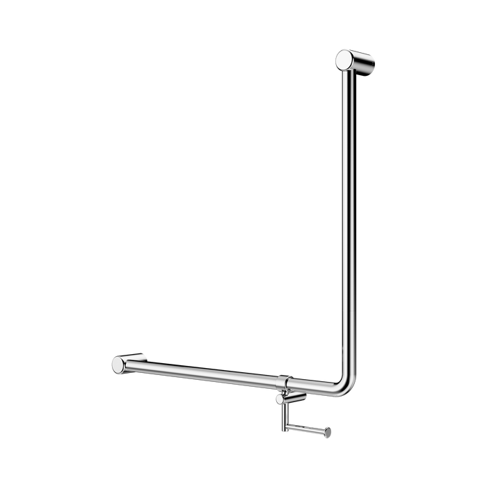 Nero Mecca Care 32mm 90 Degree NZ4121 Accessible Toilet Grab Rail 750X750mm With Toilet Roll Holder - Chrome