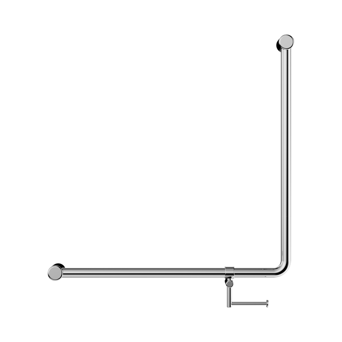 Nero NRCR3290bhCH Mecca Care 32mm 90 Degree Bent Tube Grab Rail 750X750mm With Toilet Roll Holder Chrome image 2 | SKU: NRCR3290BHCH