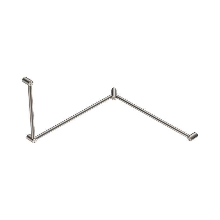 Nero Mecca Care 32mm DDA Accessible Toilet Grab Rail Set 90 Degree Continuous 600X1065X1025mm - Brushed Nickel