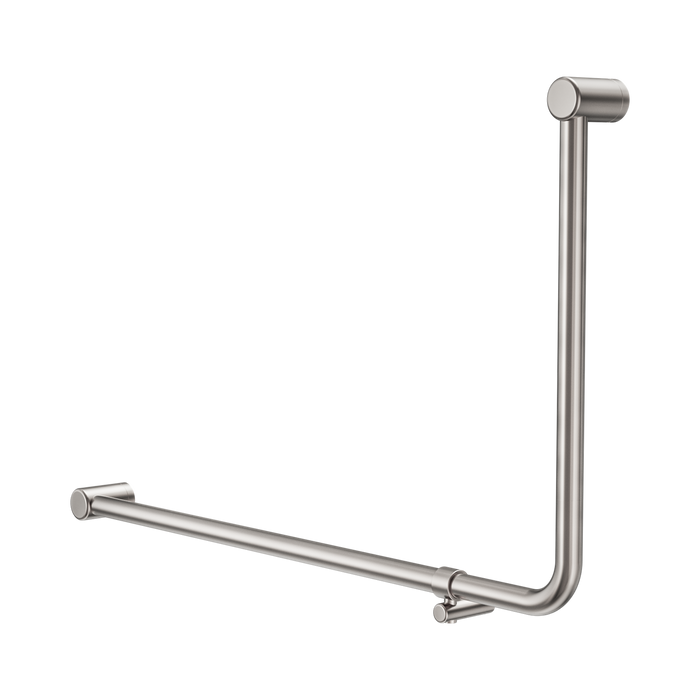 Nero Mecca Care 32mm DDA Accessible Toilet 90 Degree Bent Tube Grab Rail 600X1000mm - Brushed Nickel