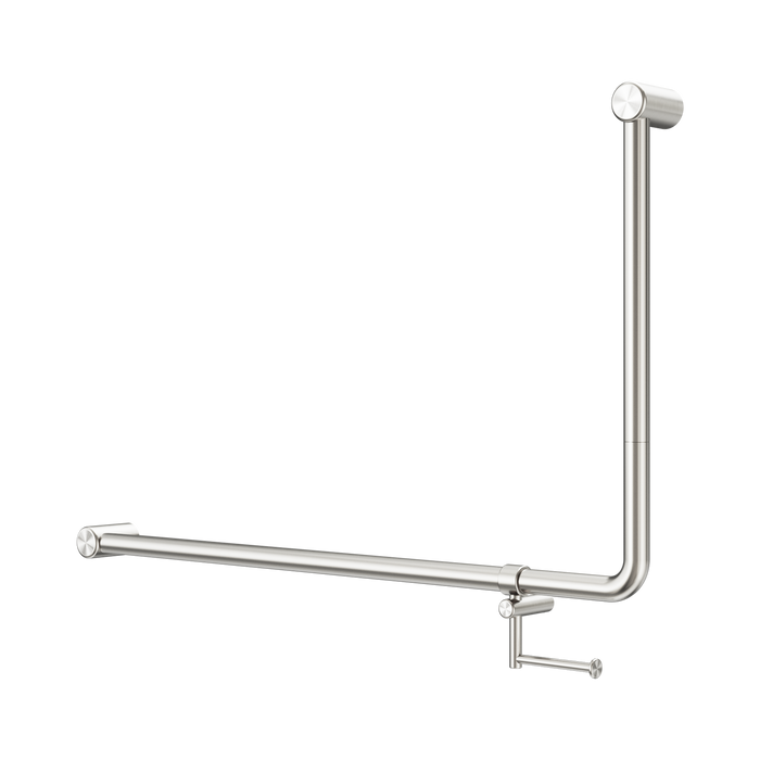 Nero NRCR3290ehBN Mecca Care 32mm DDA 90 Degree Bent Tube Grab Rail 600X1000mm With Toilet Roll Holder Brushed Nickel image 1 41990980 ad95 4aaa 97f3 91f1db43e0f2 | SKU: NRCR3290EHBN