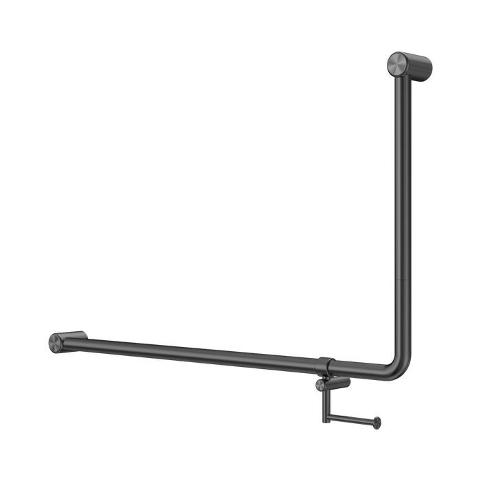 Nero NRCR3290ehGM Mecca Care 32mm DDA 90 Degree Bent Tube Grab Rail 600X1000mm With Toilet Roll Holder Gun Metal image 1 b15d559c ec89 473d 9ea3 d737dffed7c1 | SKU: NRCR3290EHGM