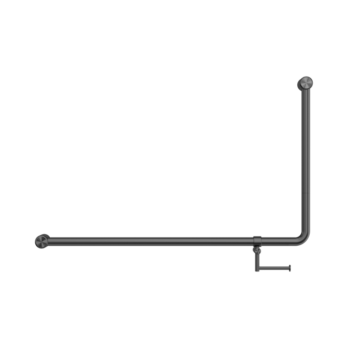 Nero NRCR3290ehGM Mecca Care 32mm DDA 90 Degree Bent Tube Grab Rail 600X1000mm With Toilet Roll Holder Gun Metal image 2 | SKU: NRCR3290EHGM